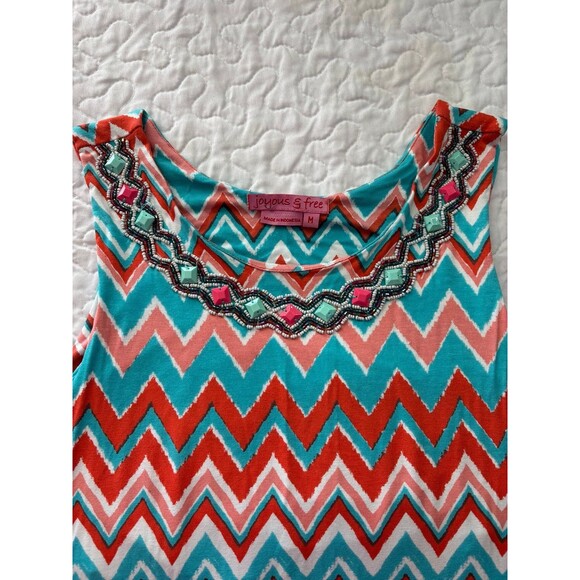Joyous & Free Pink Teal Studded Striped Sleeveless Long Maxi Dress size Medium - Picture 2 of 6